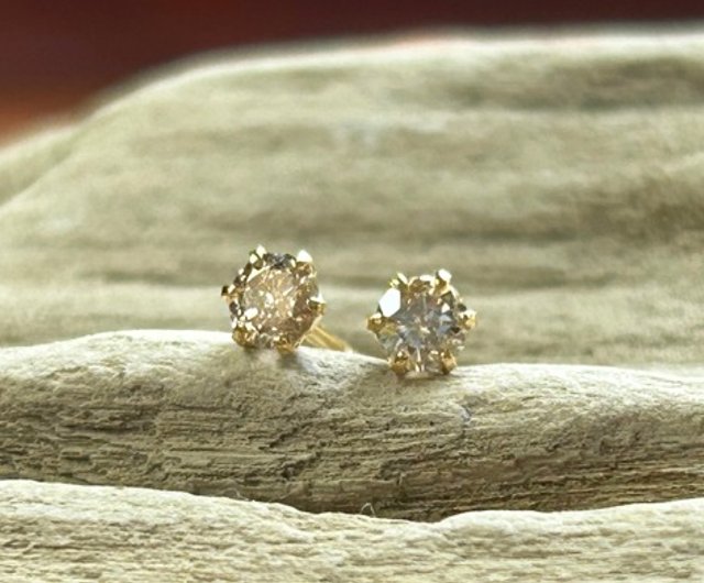 天然ダイアモンド0.2CT K18ゴールドスタッドピアスペア
