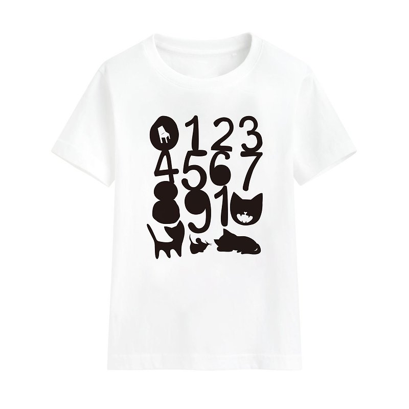 數字排排隊T恤 - 男/女童裝 - 棉．麻 白色