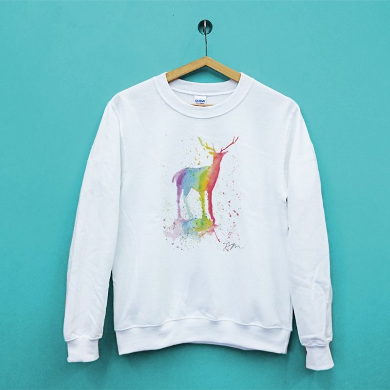 Rainbow deer American GILDAN Cotton Soft Texture University T - เสื้อฮู้ด - ผ้าฝ้าย/ผ้าลินิน 