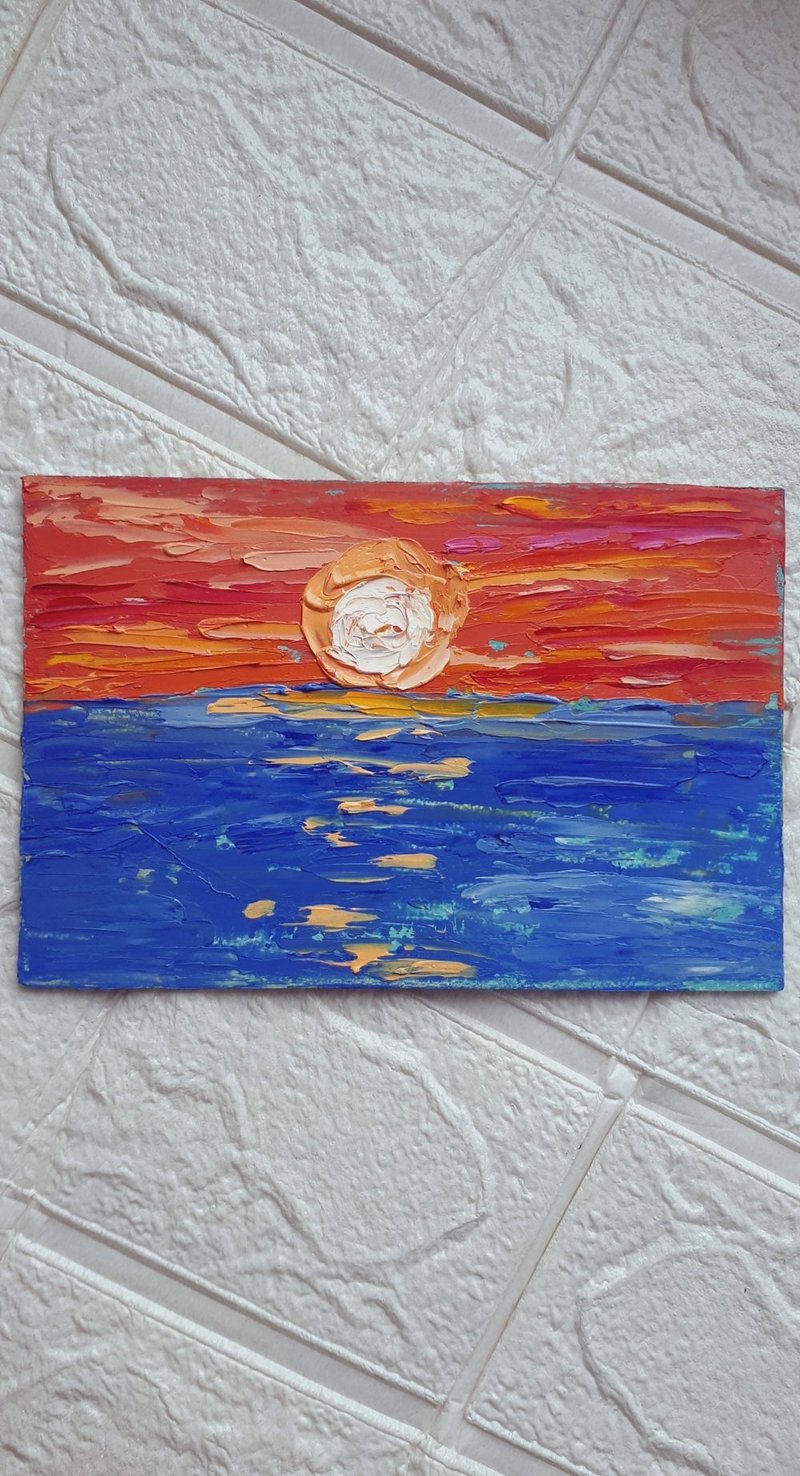 Radiant Sky Sunset Painting, Original - ตกแต่งผนัง - วัสดุอื่นๆ หลากหลายสี