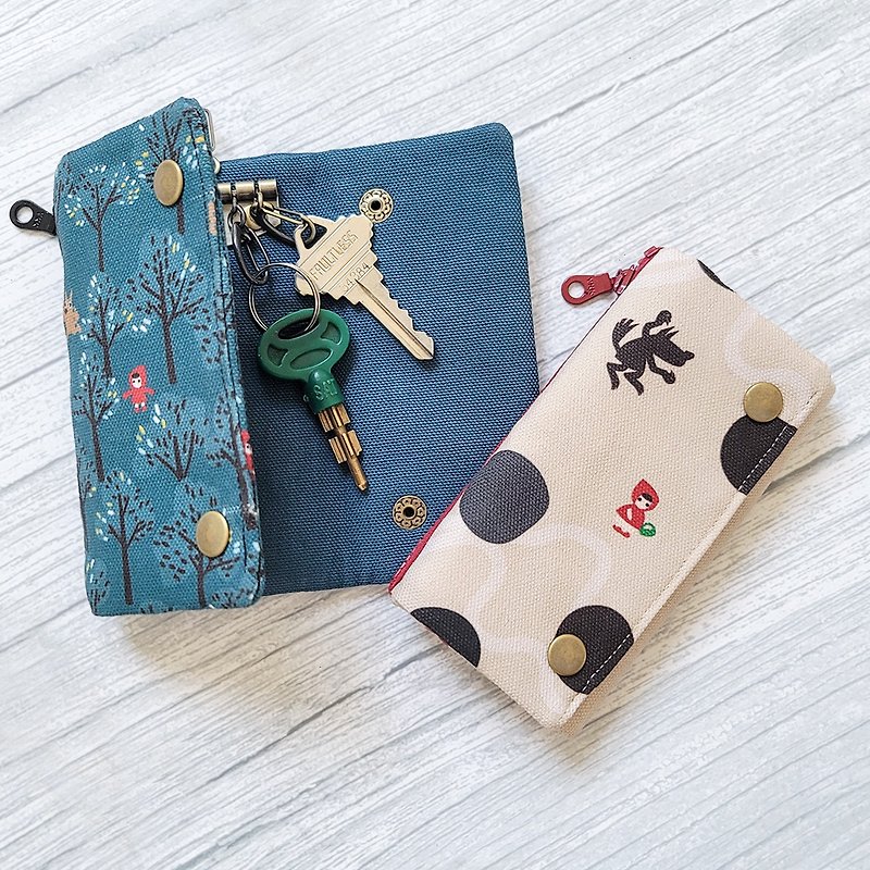 2色 防潑水 鑰匙包  拉鍊包 零錢包 卡片包 - 珍珠奶茶 / 水鴨藍 - 鑰匙圈/鎖匙扣 - 棉．麻 多色