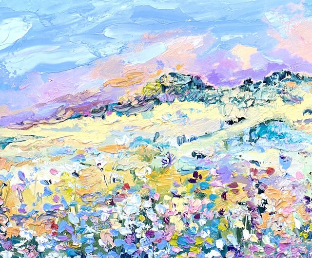 春、油絵、印象派、抽象風景画、花の絵。 - ショップ Gala