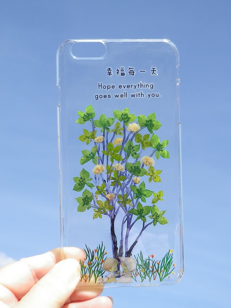 Handmade phone case, Pressed flowers phone case, iPhone 6 plus, Happiness every day - เคส/ซองมือถือ - พลาสติก 