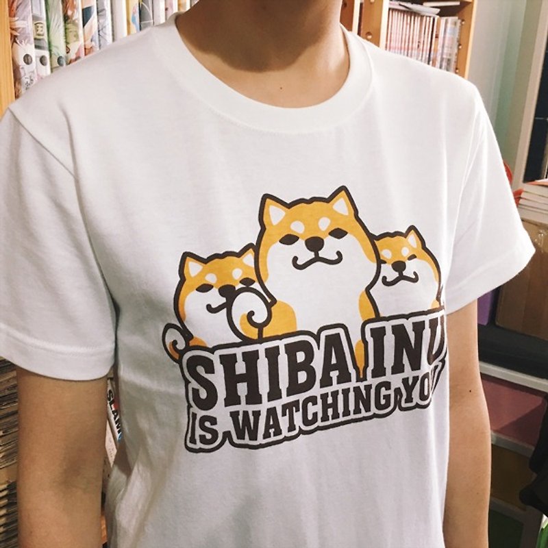 Chai Chai warehouse house 2017 Shiba Inu T-shirt White - เสื้อยืดผู้หญิง - ผ้าฝ้าย/ผ้าลินิน 