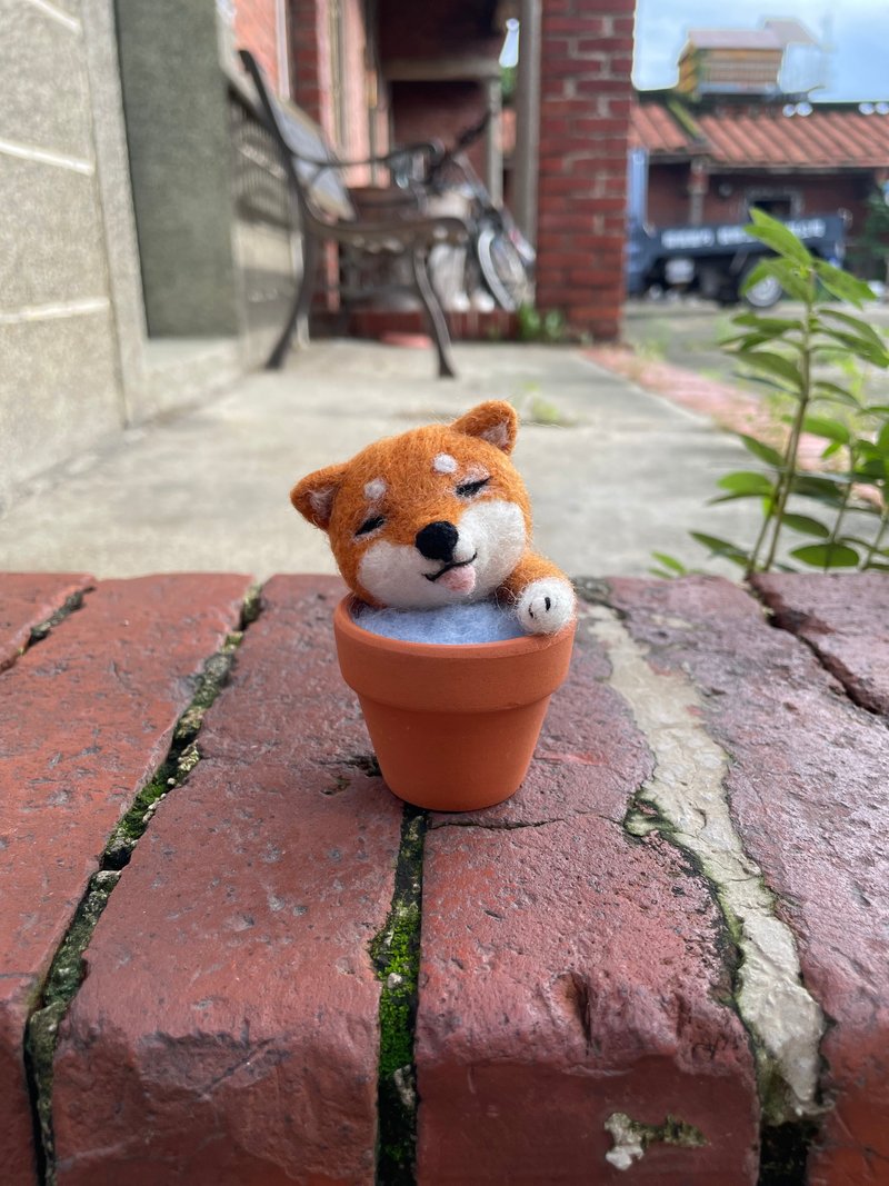 饋手 饋頭 柴犬 泡溫泉 羊毛氈 - 公仔/玩偶 - 羊毛 