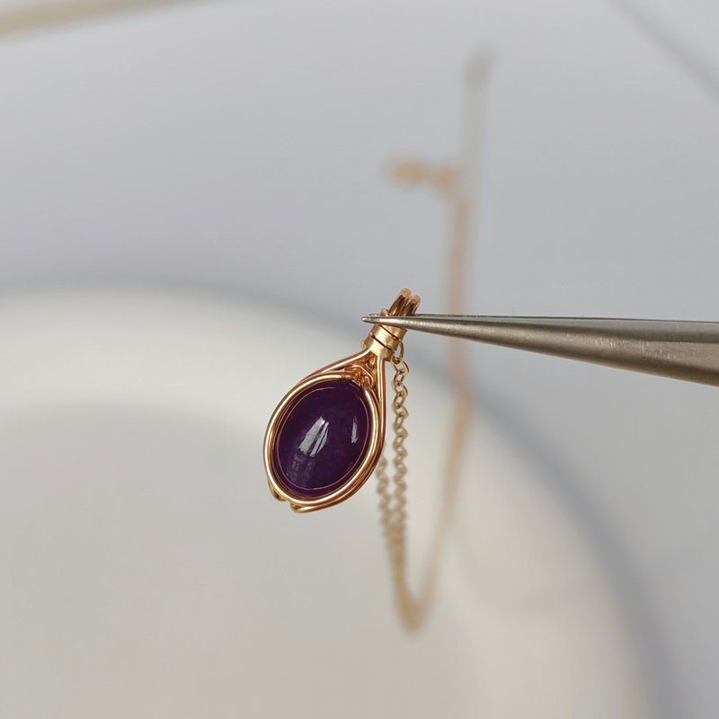 天然蘇紀石吊墜帶證書 舒具來石項鍊 手工14KGF項鏈 蘇紀石項鍊 - 項鍊 - 半寶石 