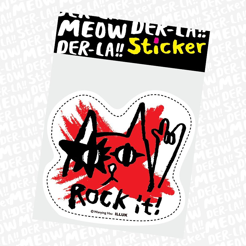 Marumaru Cat Big Sticker ROCK IT - Stickers - Waterproof Material 