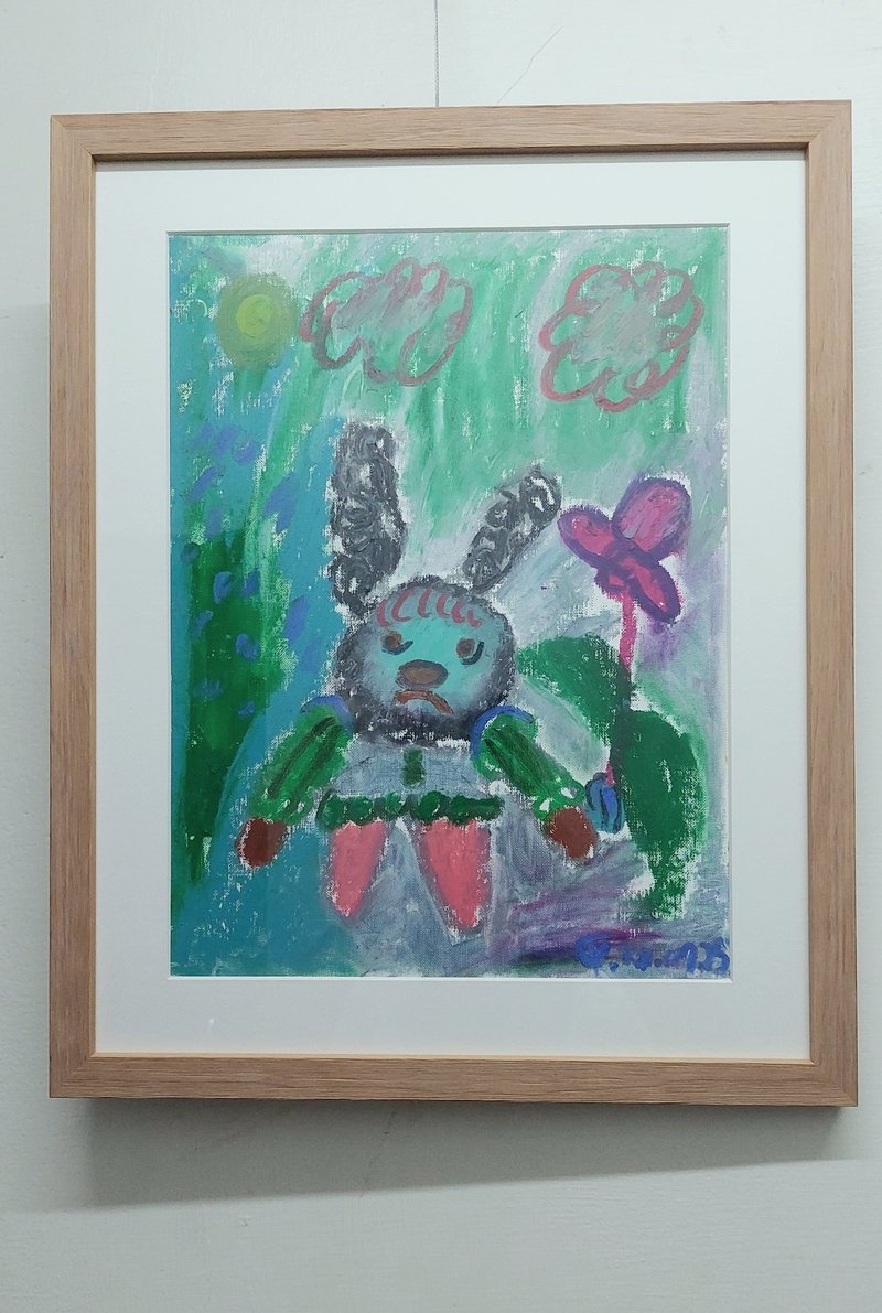 原畫 不笑兔與蘭花 - 海報/掛畫/掛布 - 紙 灰色