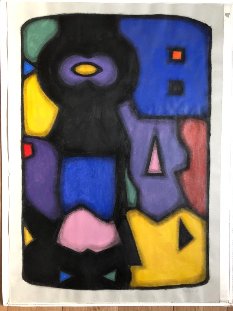 Nocturnal Mosaic, Original Abstract Watercolor Painting by Eugene Mukhoid - 壁貼/牆壁裝飾 - 紙 多色