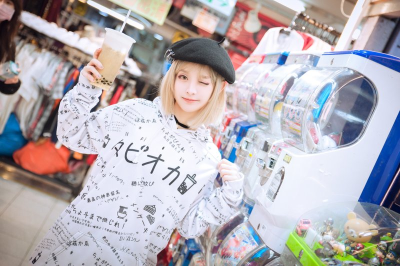 o吉兒o原創#タピオカ=偽日文x顏文字印花長袖連帽上衣【JJ2268】 - 帽T/大學T - 棉．麻 