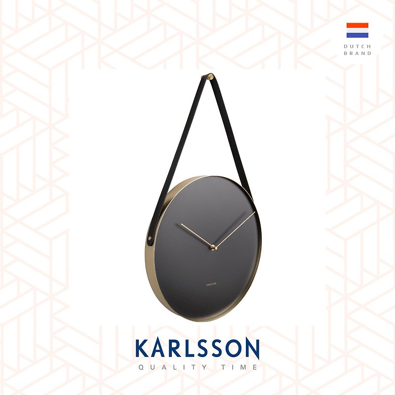 Karlsson wall clock L59cm Belt black, Design by Anne Rieck - นาฬิกา - โลหะ สีดำ