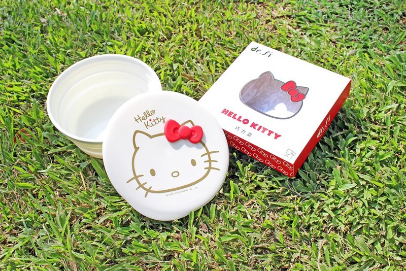 【HELLO KITTY矽寶巧力盒】折疊矽膠餐盒 冷凍 微波 環保便當盒 - 便當盒/食物袋 - 寶石 白色
