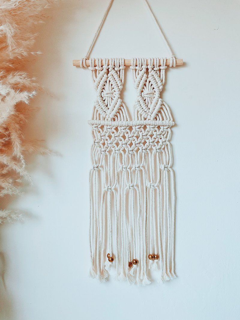 Macrame 棉線 編織 金銅 異國風情 壁掛 壁飾 20*50 - 擺飾/家飾品 - 棉．麻 咖啡色