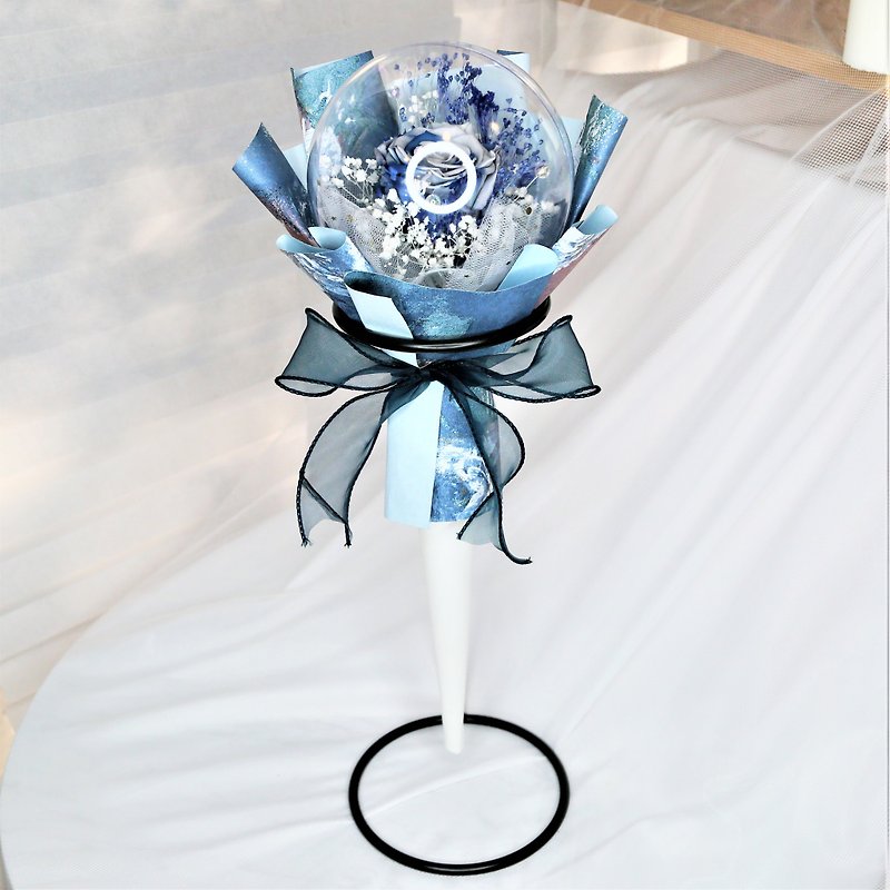 Sea Blue Bubble | Bobo Ball Preserved Flower Cone Bouquet - Dried Flowers & Bouquets - Plants & Flowers Blue
