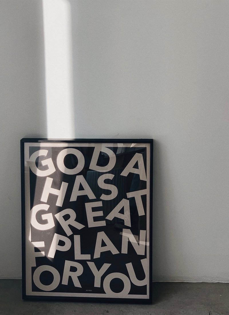 黑門 God has a great plan原創基督教福音藝術小眾極簡北歐壁畫 - 海報/掛畫/掛布 - 其他材質 黑色