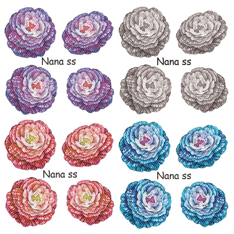 Unoia flower A sticker 4types mix (nanass) - 貼紙 - 紙 多色