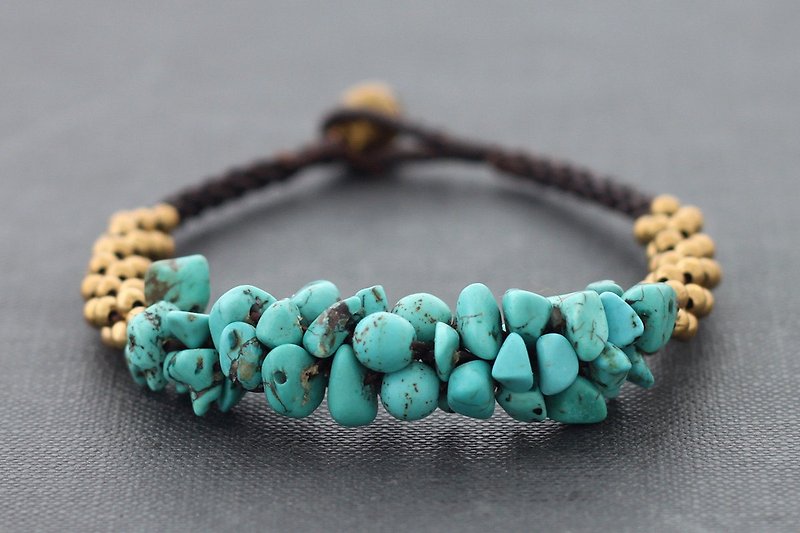 Turquoise Woven Bracelets Chunky Braided Stone Bracelets Bangle - Bracelets - Stone Green
