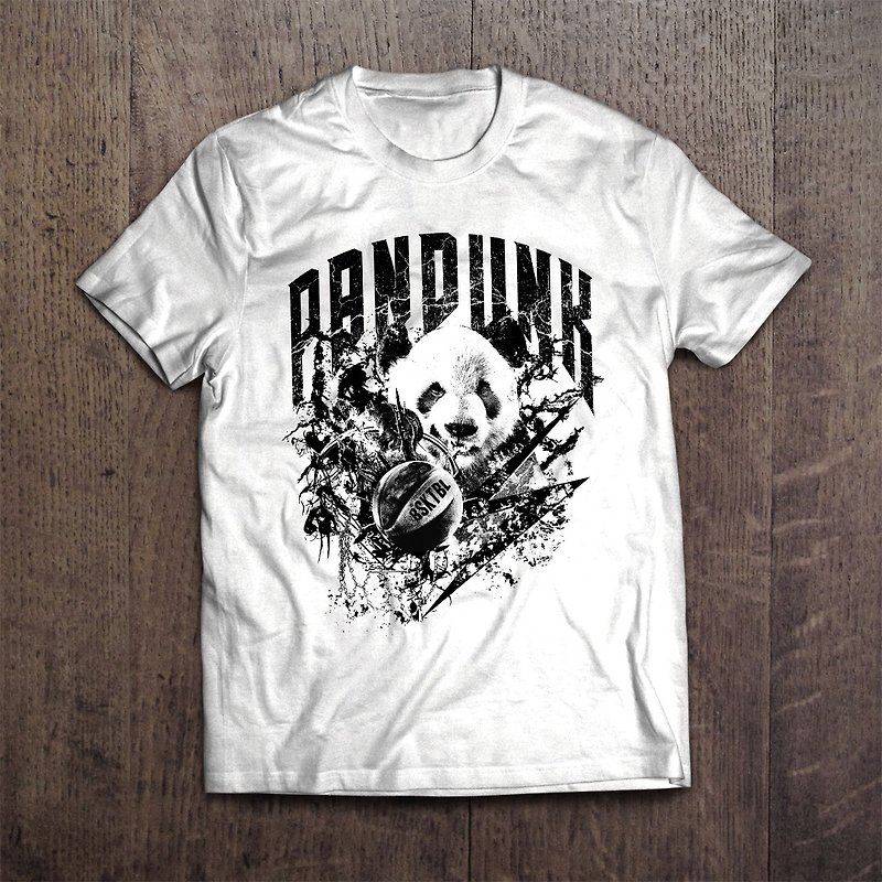 棉．麻 女 T 恤 白色 - Basketball T-shirt PANDUNK