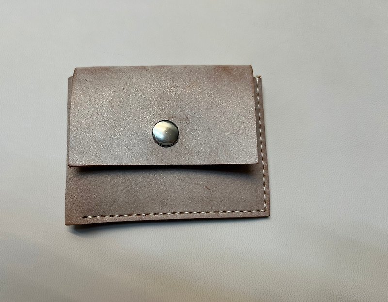 leather purse - กระเป๋าใส่เหรียญ - หนังแท้ สีกากี