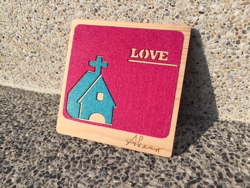 Chapel Day hearts and articles every night - Wood / water / coaster {ABEET} - Coasters - Wood 