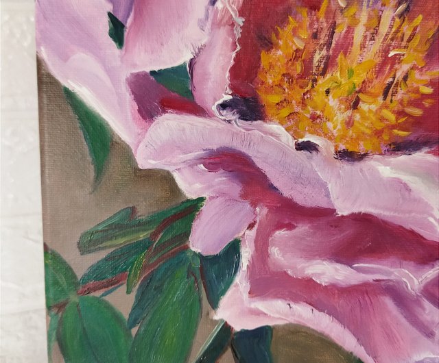 絵画花ピンク牡丹壁飾り花アート - ショップ paintingsKateArt