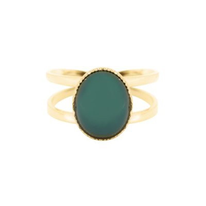 Green agate lady ring - แหวนทั่วไป - โลหะ สีเขียว
