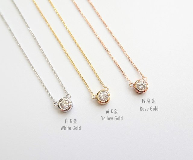 天然ダイヤモンド シングルベゼル セット ピュア 18K ホワイト