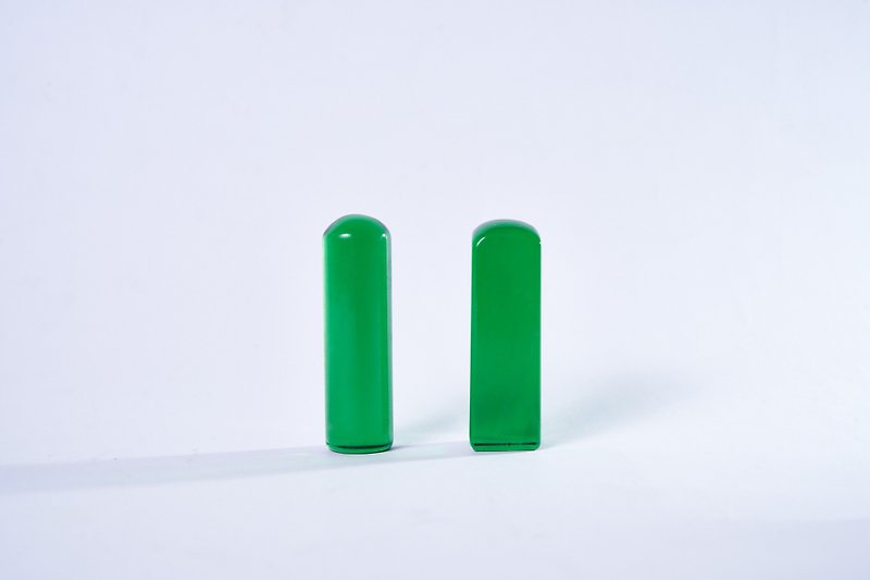 質感透光綠琉璃印章套組 - 印章/印台 - 半寶石 綠色