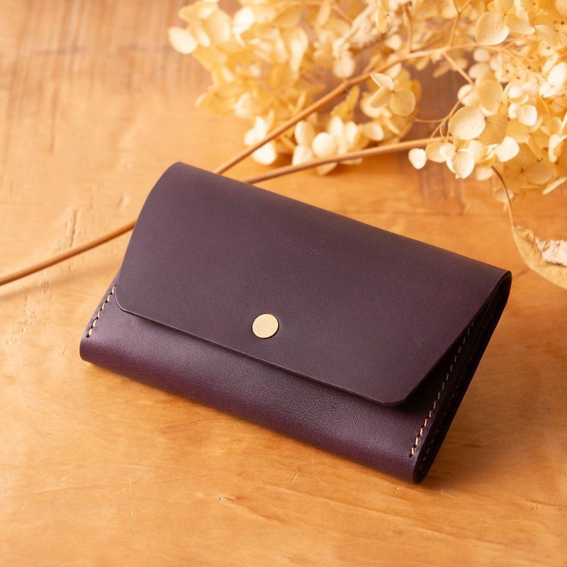 Simple gusseted card case business card holder Patan-card with gusset #Plum [School entrance celebration] [Employment celebration] [Customizable gift] - Other - Genuine Leather Purple