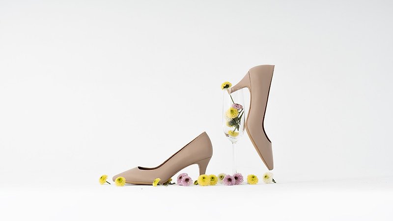 Anne genuine leather plain high heels-four colors - รองเท้าส้นสูง - หนังแท้ สีเทา