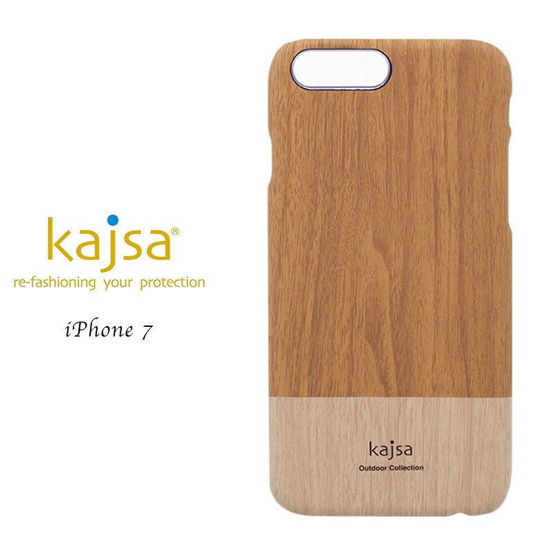 iPhone 7 松木紋單蓋手機保護殼（淺咖啡） - 手機殼/手機套 - 真皮 咖啡色