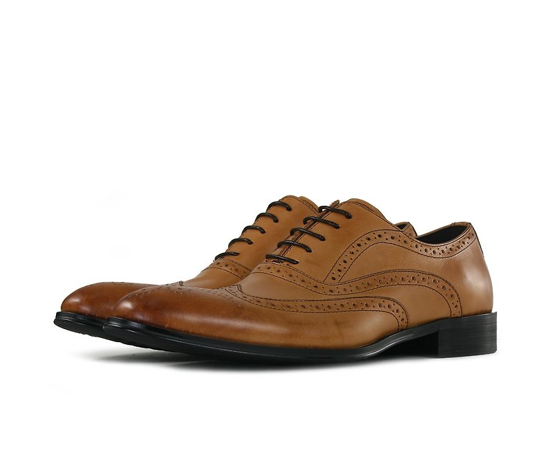 Smoked old winged Oxford leather shoes-20932-2 - Men's Oxford Shoes - Genuine Leather Brown