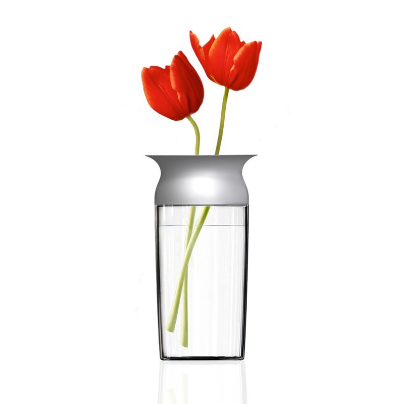 【丹麥設計】MIX 玻璃寬頸瓶 VASE 800ml - 花瓶/花器 - 玻璃 灰色