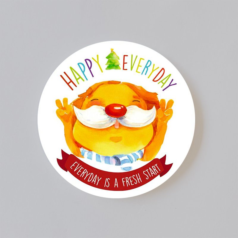 【Smile animal series – Happy Everyday】liquid absorbing ceramic coaster - Coasters - Pottery 