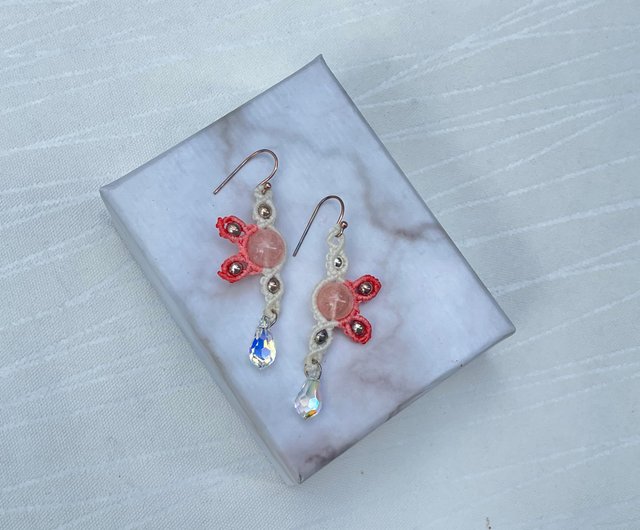 220335 マクラメ南米蝋ワイヤー石ピアス - ショップ Flower Secret