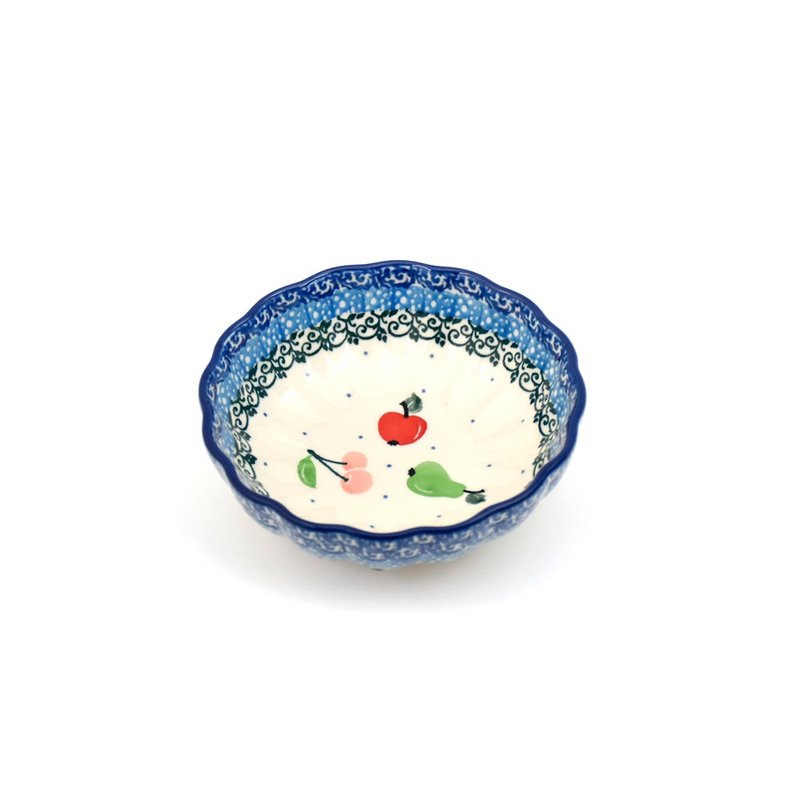 Polish pottery handmade-mini wavy dish pink cherry - จานเล็ก - ดินเผา 