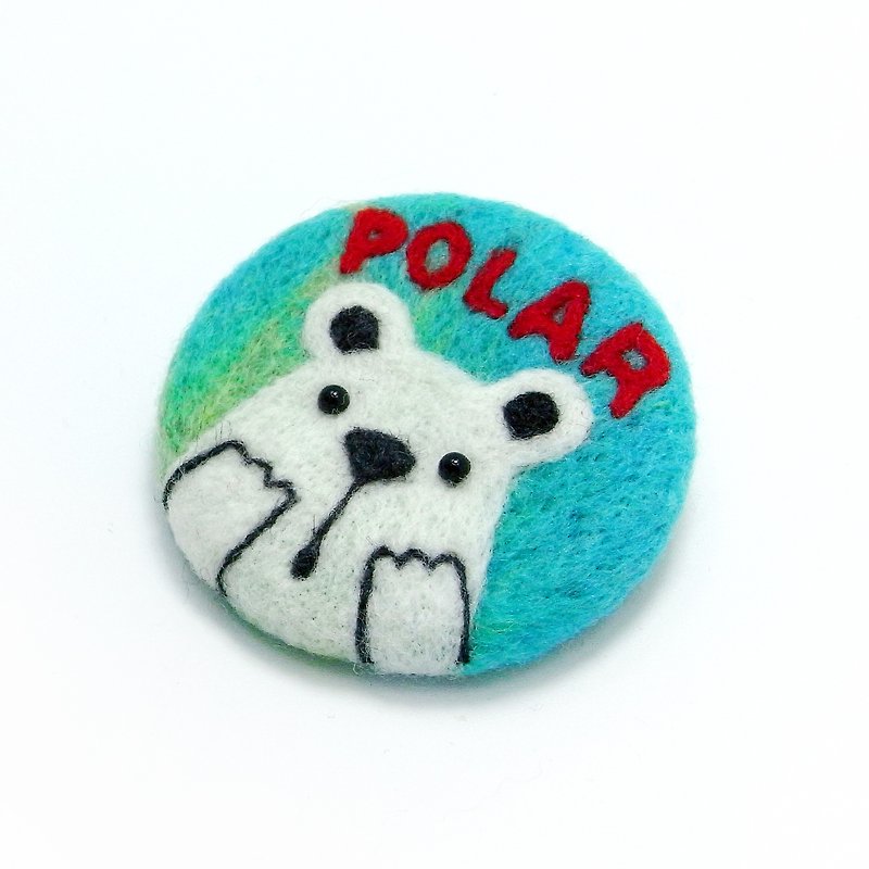 <Wool felt> Oh~o Polar Bear by WhizzzPace - เข็มกลัด - ขนแกะ 