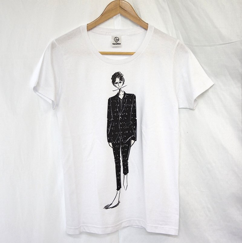 Fashionketch Big print T-shirt - เสื้อยืดผู้หญิง - ผ้าฝ้าย/ผ้าลินิน ขาว