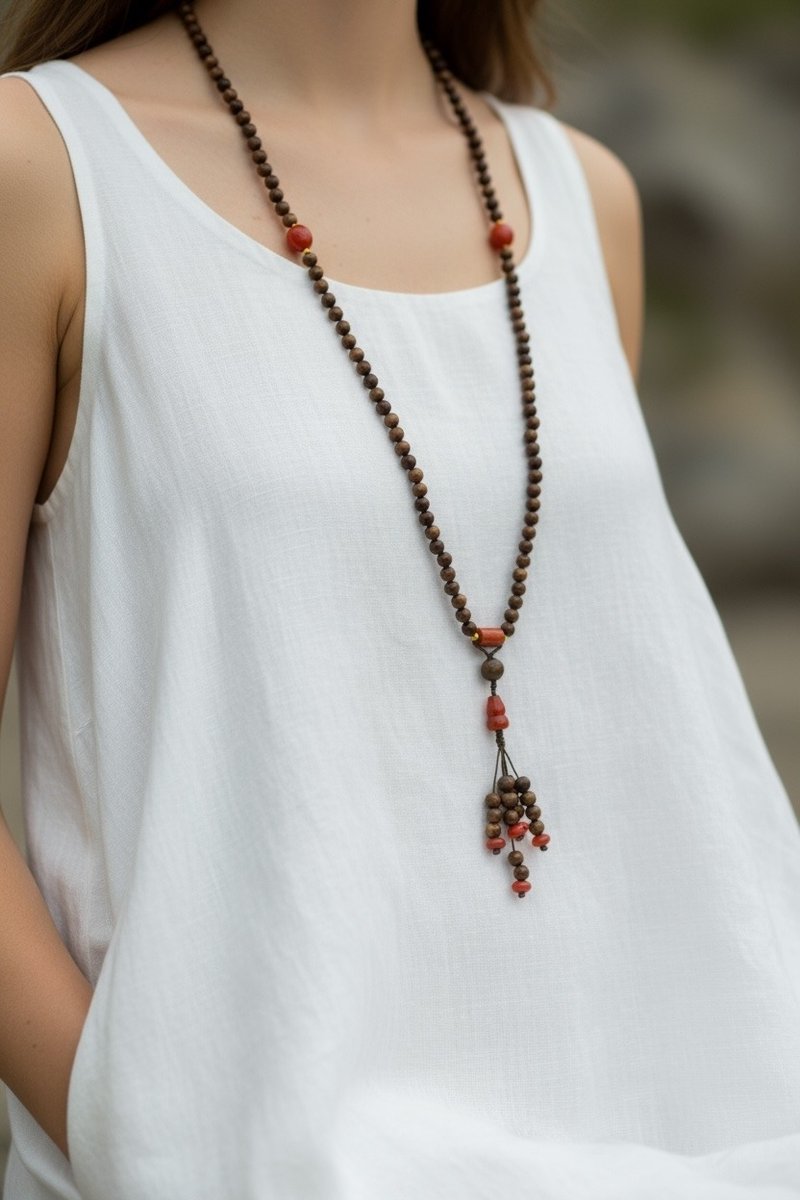 檀心之境 天然綠檀木108顆系列  熱 - 項鍊 - 木頭 綠色