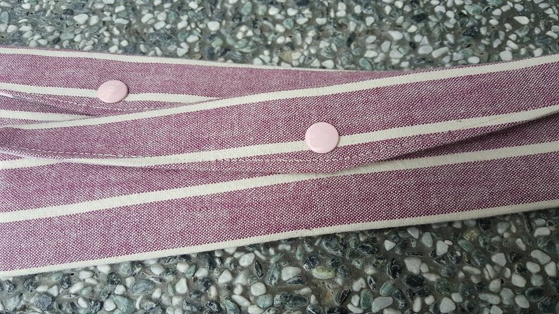 Purple striped eco-friendly chopsticks bag - ตะเกียบ - ผ้าฝ้าย/ผ้าลินิน สีม่วง