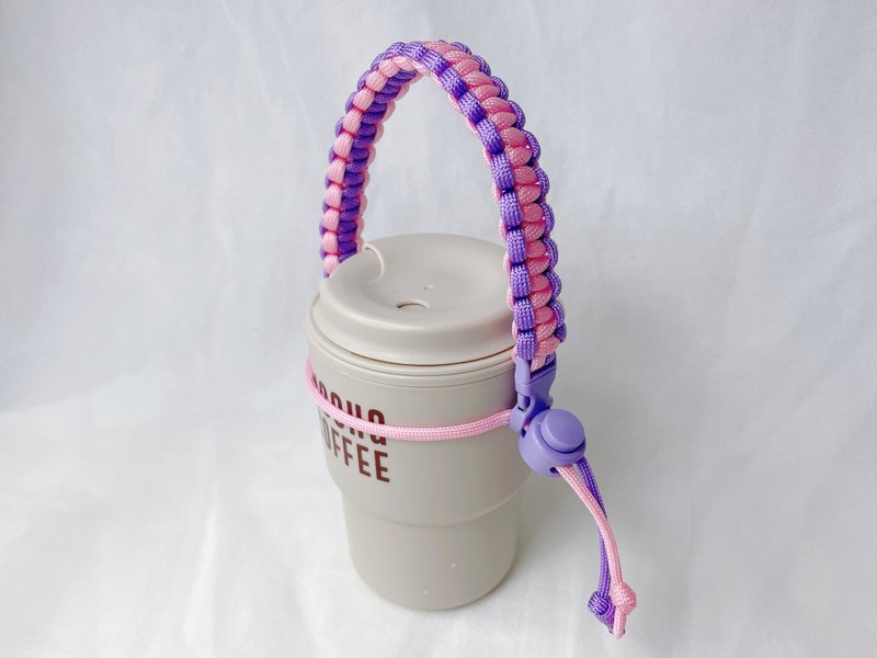 || Happy to drink drinks || Two-color beverage carrying rope beverage carrying bag environmentally friendly cup cover paracord kumihimo - ถุงใส่กระติกนำ้ - เส้นใยสังเคราะห์ หลากหลายสี