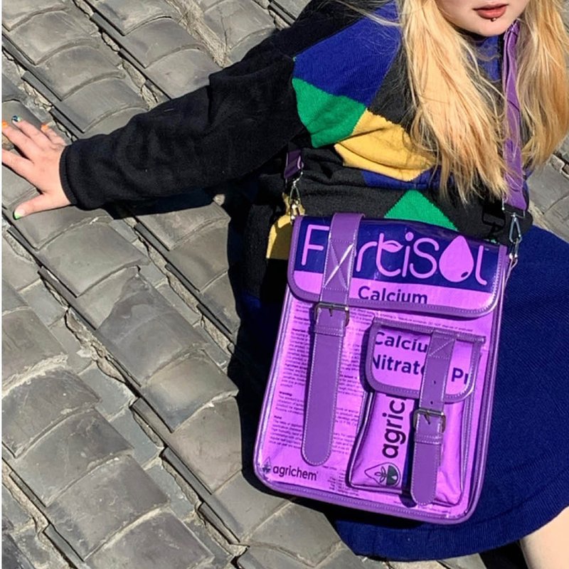 Mirror Zoo Original Square Fashion Crossbody Bag Magnetic Buckle Remake - Messenger Bags & Sling Bags - Polyester Purple