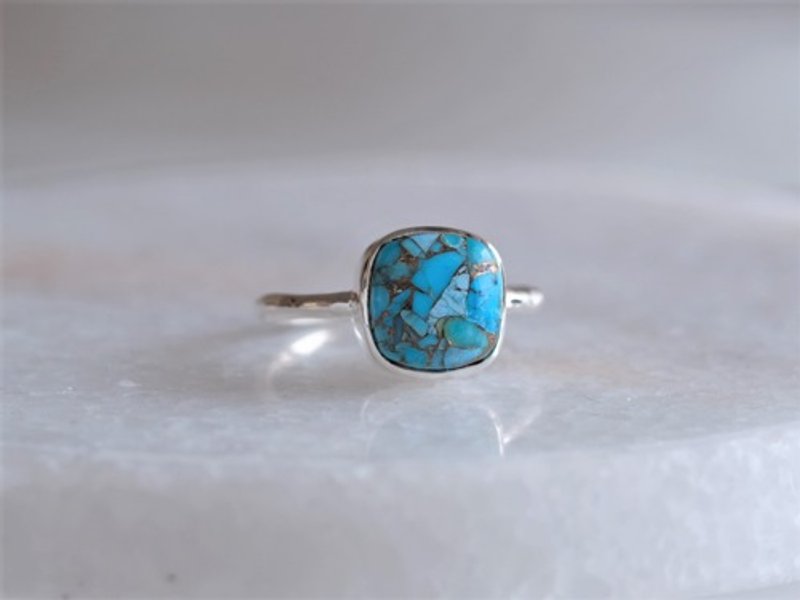 Copper turquoise ring　コッパーターコイズ シルバーリング　silver925 - 戒指 - 寶石 藍色