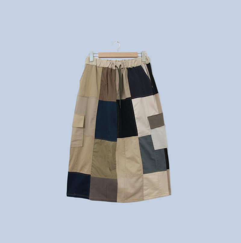 Back to Green- 再製拼接裙 25-35 腰可穿//S08 vintage skirt - 裙子/長裙 - 棉．麻 