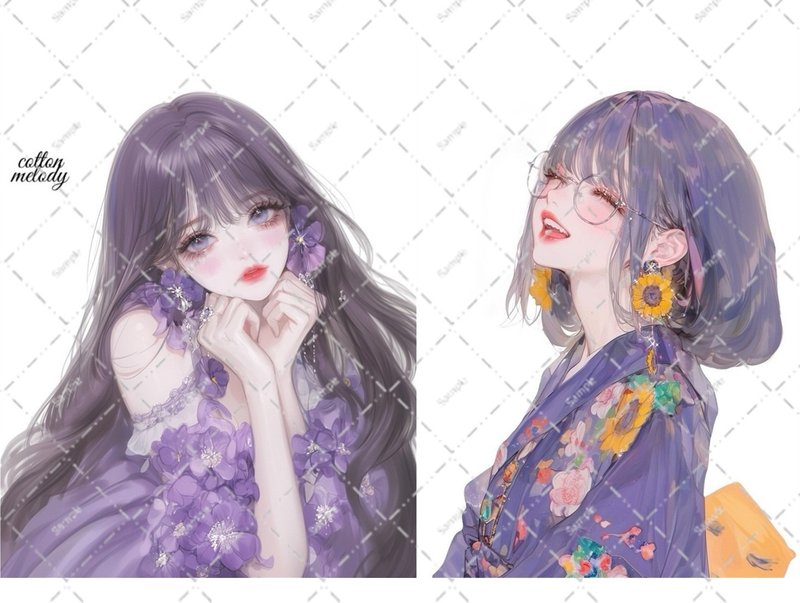 original sticker no.6285 人物ステッカー オリジナルステッカー 人物ステッカー 女の子ステッカー オリジナル人物ステッカー - 貼紙 - 紙 