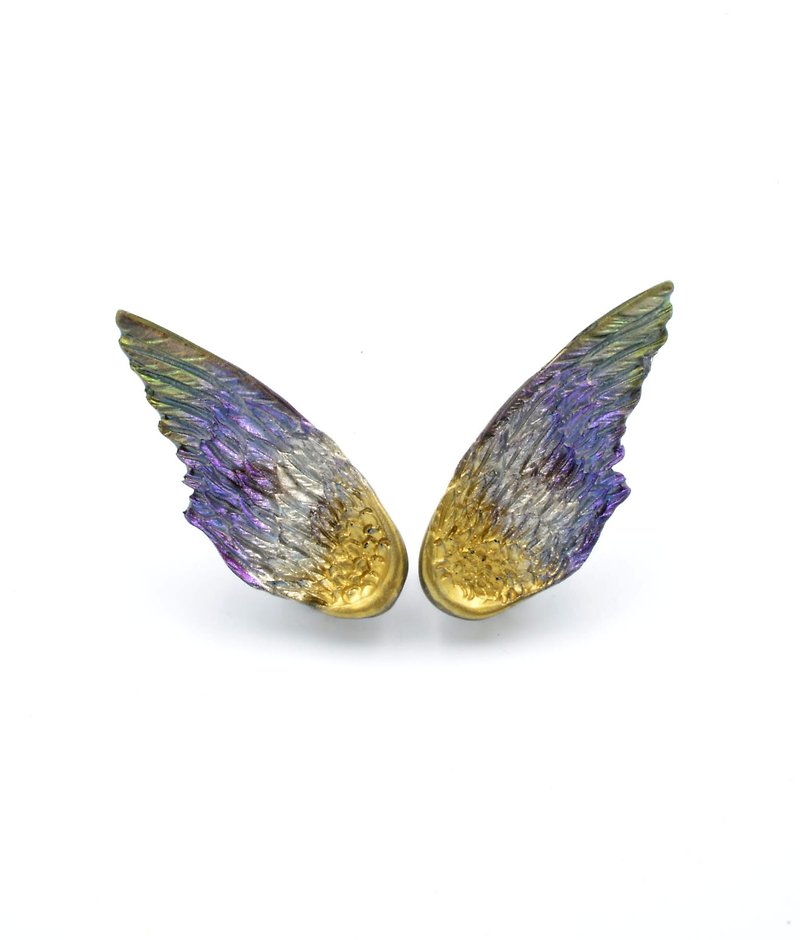 Eye wings flying wing ear clips magic color glitter colorful wind alien monster series - Earrings & Clip-ons - Plastic Multicolor