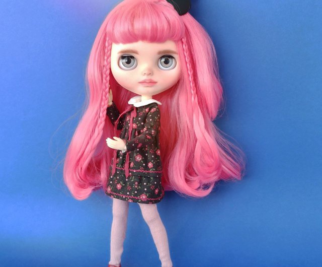 Custom Blythe doll with long pink hair beautifull unique present for  collection - Shop MyBlytheForYuo Other - Pinkoi