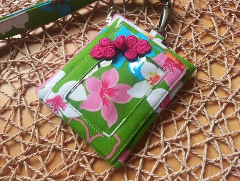 Tung Blossom Flower - ID Card Holder / Easy Card Holder (With Neck Strap and Telescopic Pull Ring) - Folders & Binders - Cotton & Hemp Multicolor