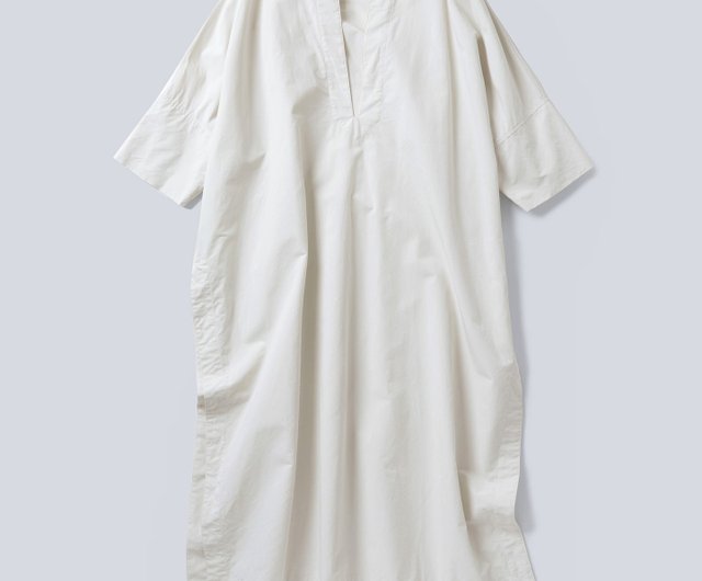 WHITE MAILS] COTTON PAPER COMPACT POPLIN KAFTAN Dress - Shop
