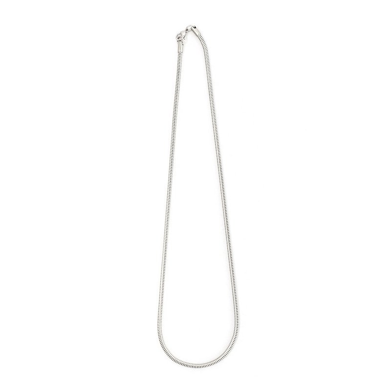 Recovery round snake chain necklace (bright Silver) - สร้อยคอ - สแตนเลส สีเงิน